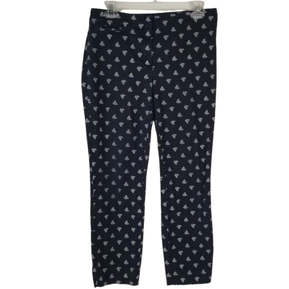 J. Jill Pants - J. Jill Navy Paisley Print Flat Front Pants Size 6 Careerwear